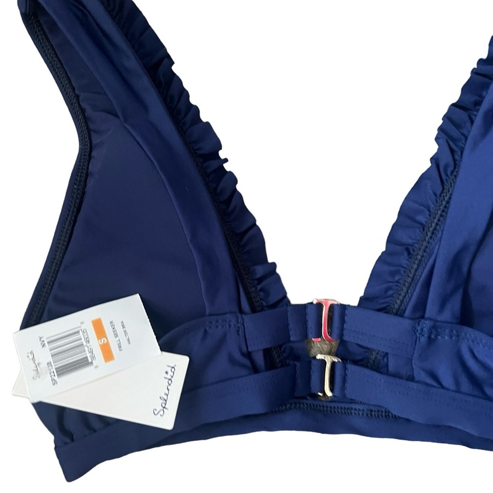 Splendid Frill Seeker Navy Blue Halter Bikini Top SP22138 NWT Size Small - Picture 8 of 8